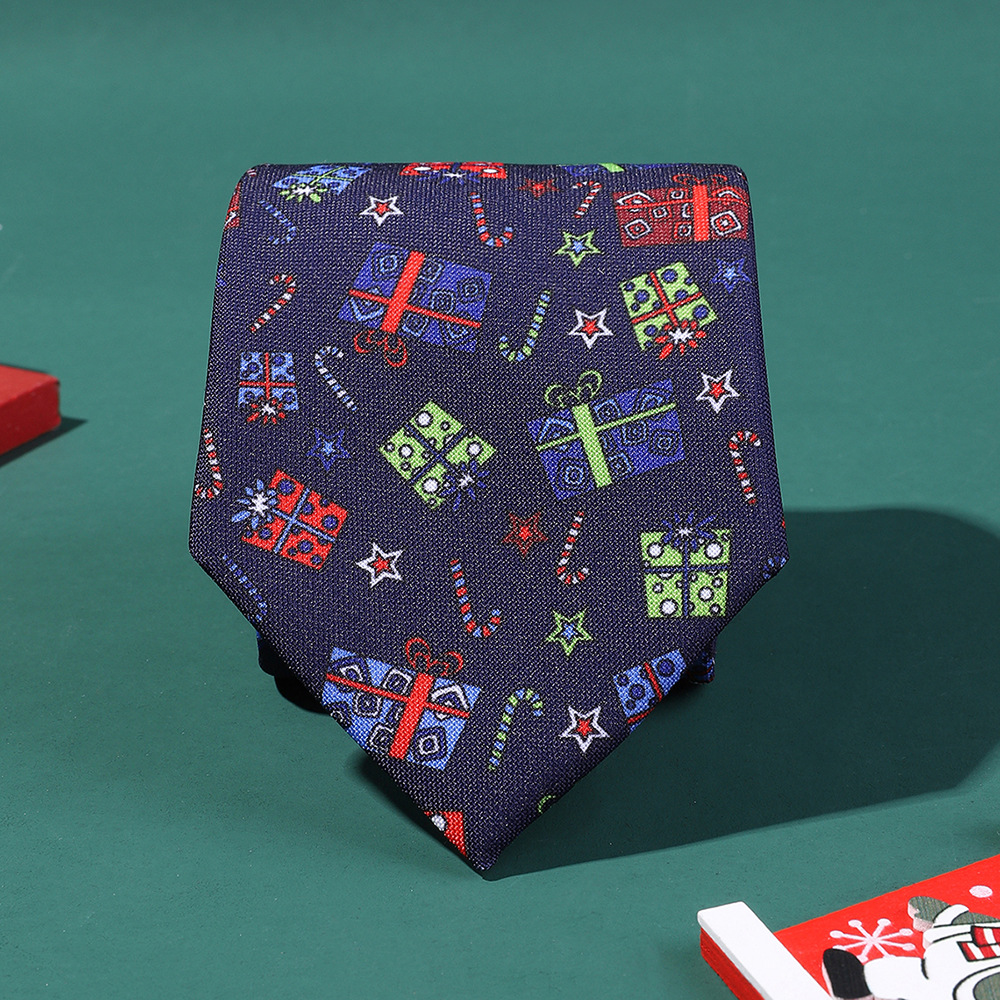 Picture of Polyester printed tie Christmas flower tie holiday formal wear clothing accessories men's tie