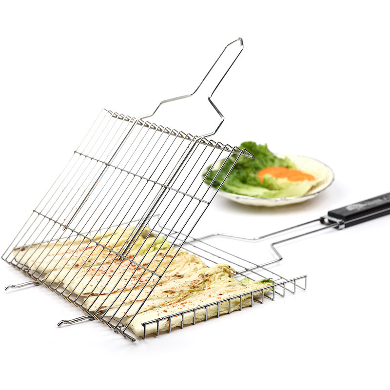 Picture of BBQ barbecue tools stainless steel barbecue net grilled fish clip rack barbecue basket square outdoor mesh
