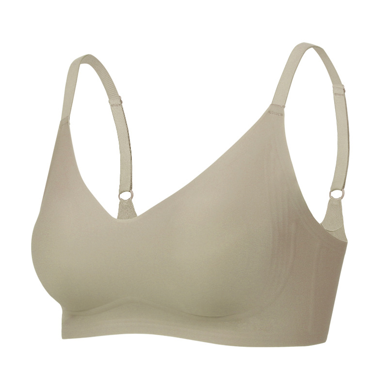 Picture of 7A Antibacterial Semi-Fixed Cup V Neck Rabbit Ear Cup Thin Jelly Seamless Underwear Big Breast Revealing Small Adjustable Bra