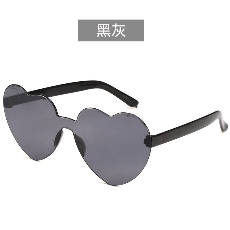 Picture of Heart Sunglasses, Heart Sunglasses, Jelly Color Rimless Heart-Shaped One-Piece Glasses, Dazzling Color Glasses