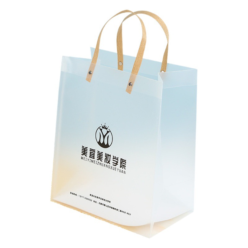 Pp transparent handbag custom logo Christmas wedding candy hand gift bag plastic frosted clothing bag