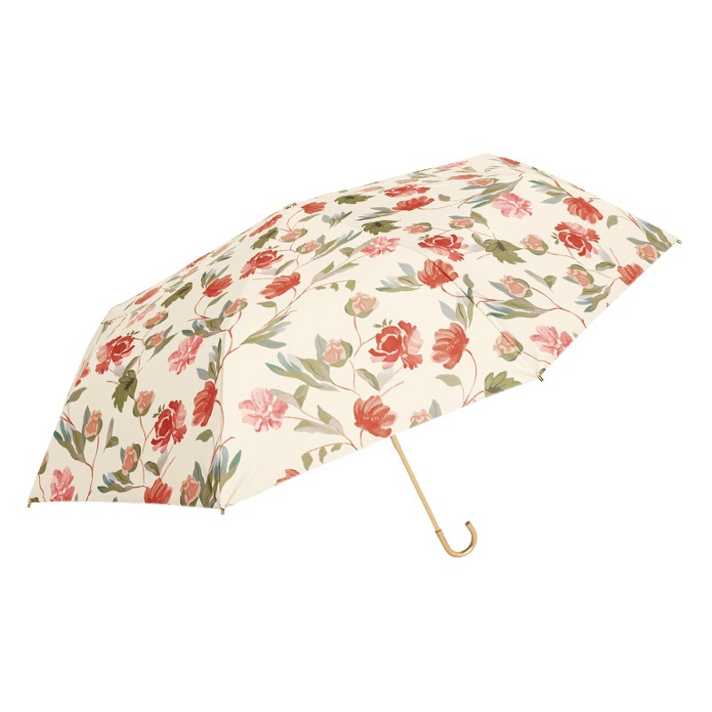 Bpb Curved Hook Foldableing Umbrella for Women, Sunny or Rainy, Retro Sun Umbrella, Sun Protection, Uv Protection, High-End Parasol