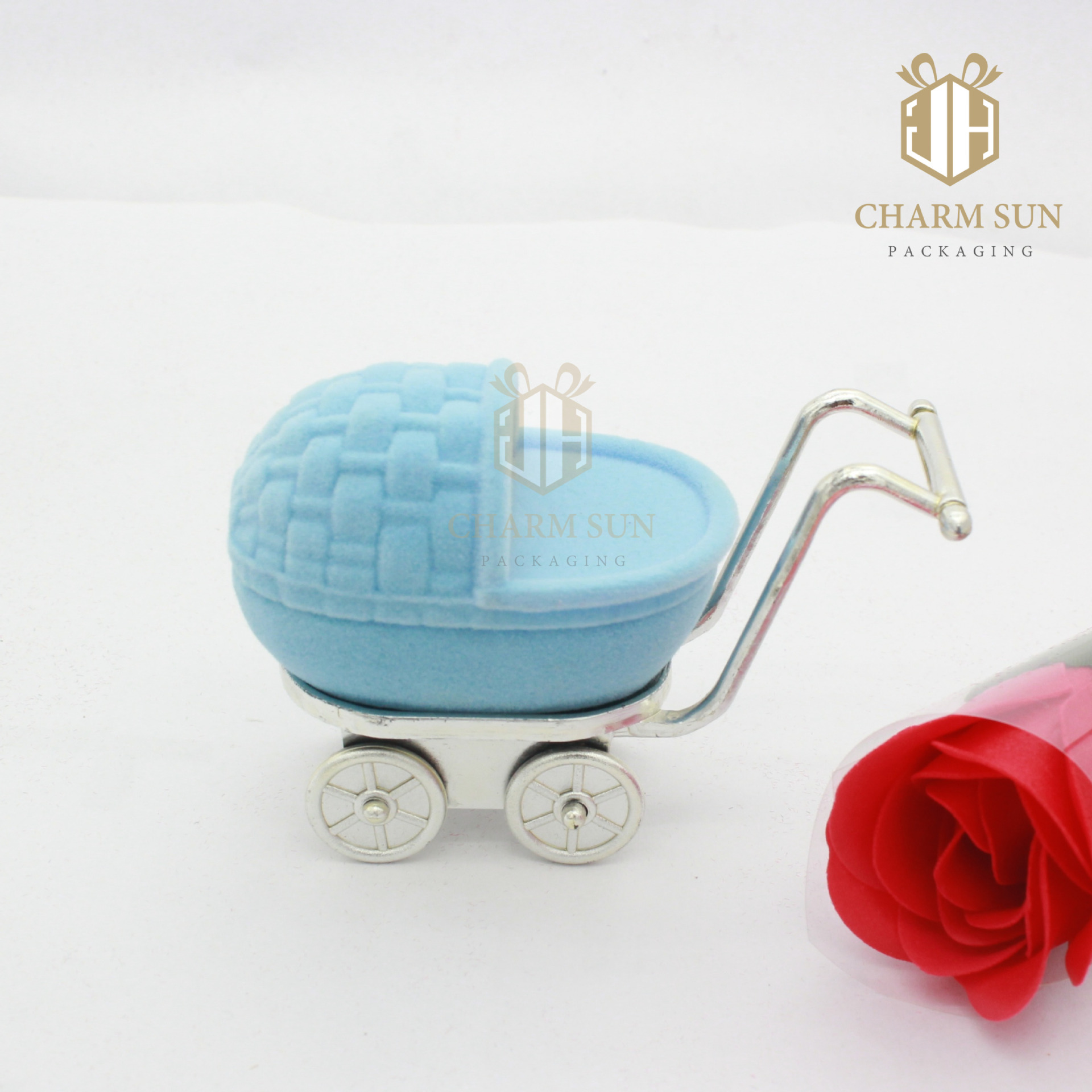 Spot Discount Stroller Ring Box Necklace Earrings Flocked Stroller Jewelry Box