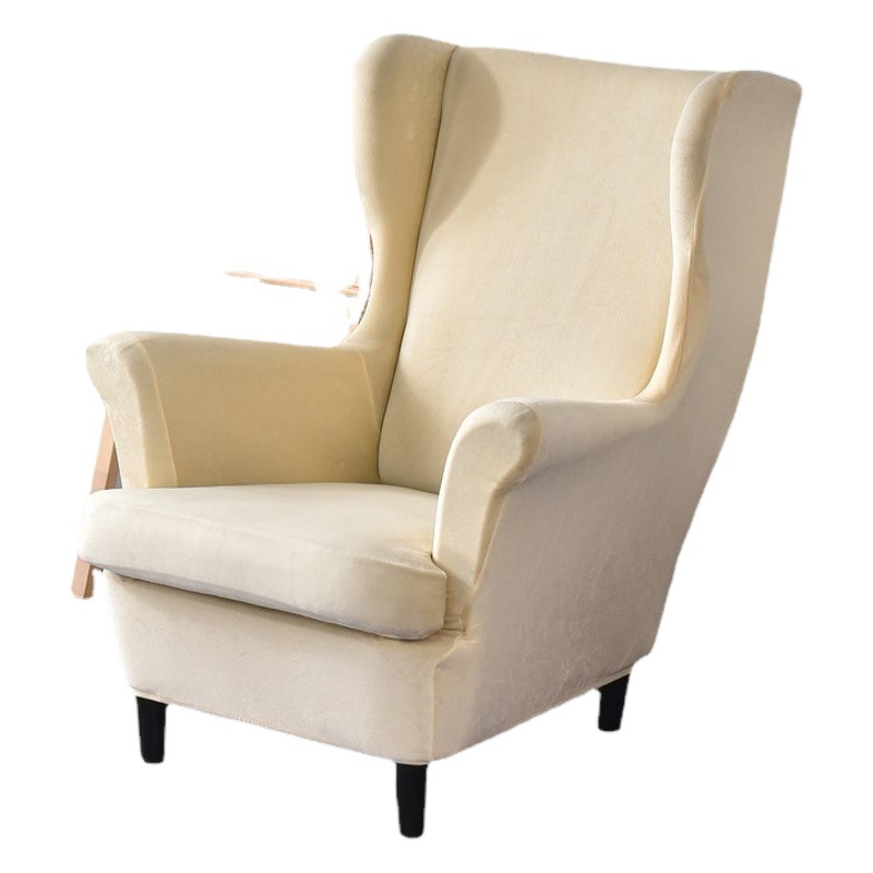 American Stretch Tiger Stool Set Scarmon Single Sofa Set Simple Solid Color All-inclusive Wing Chair Sofa Cover Two-piece Set