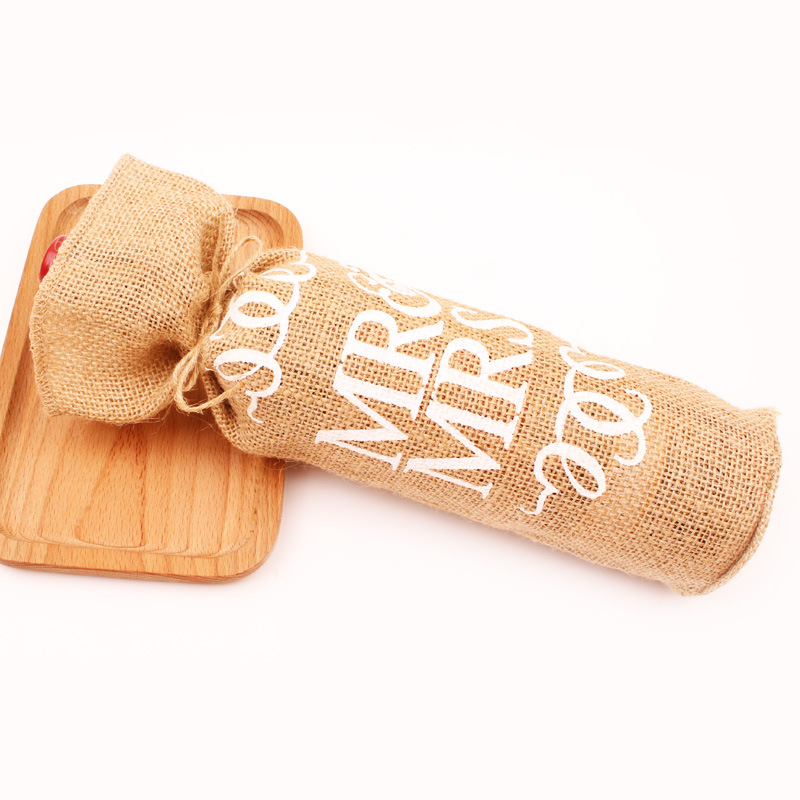 Cross-border Hot Selling Simple Printed Linen Packaging Bag Red Wine Gift Storage Bag Hemp Bag in stock