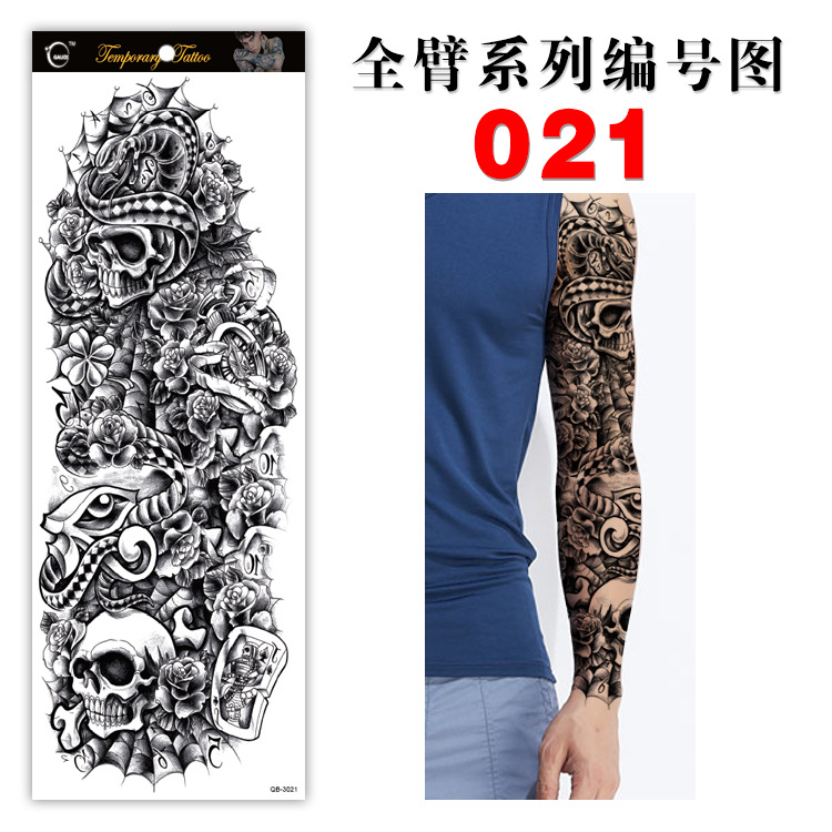 Picture of Manufacturer in Stock Wholesale Full Arm Tattoo Stickers Arm Waterproof Tattoo Stickers Popular Tattoo Decals Arm Horror Tattoo Stickers