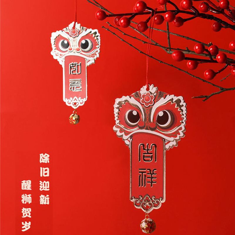 Picture of 2025 New Year Flower Material Lion Hanging Card Bronzing Red Festive Flower Shop Flower Packaging Materials Wholesale