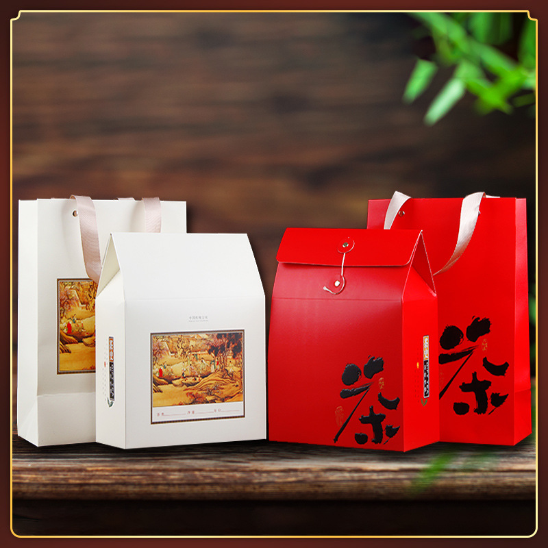 Packing box in stock tea gift box empty box high-end color box carton box can hold Pu'er tea black tea white tea wholesale