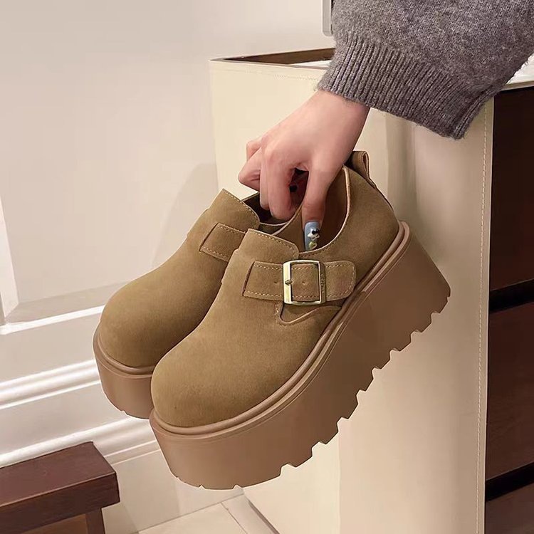 Small thick-soled 7cm heightened Birkenstock women's 2025 autumn new retro pedal lazy loafer shoes