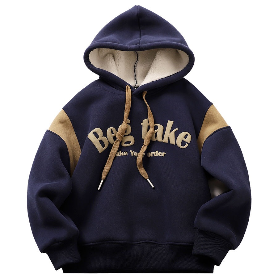 Picture of Boys' fleece-lined sweater autumn and winter children's hooded pullover sports top 2024 Winter thickened bottoming shirt fashion