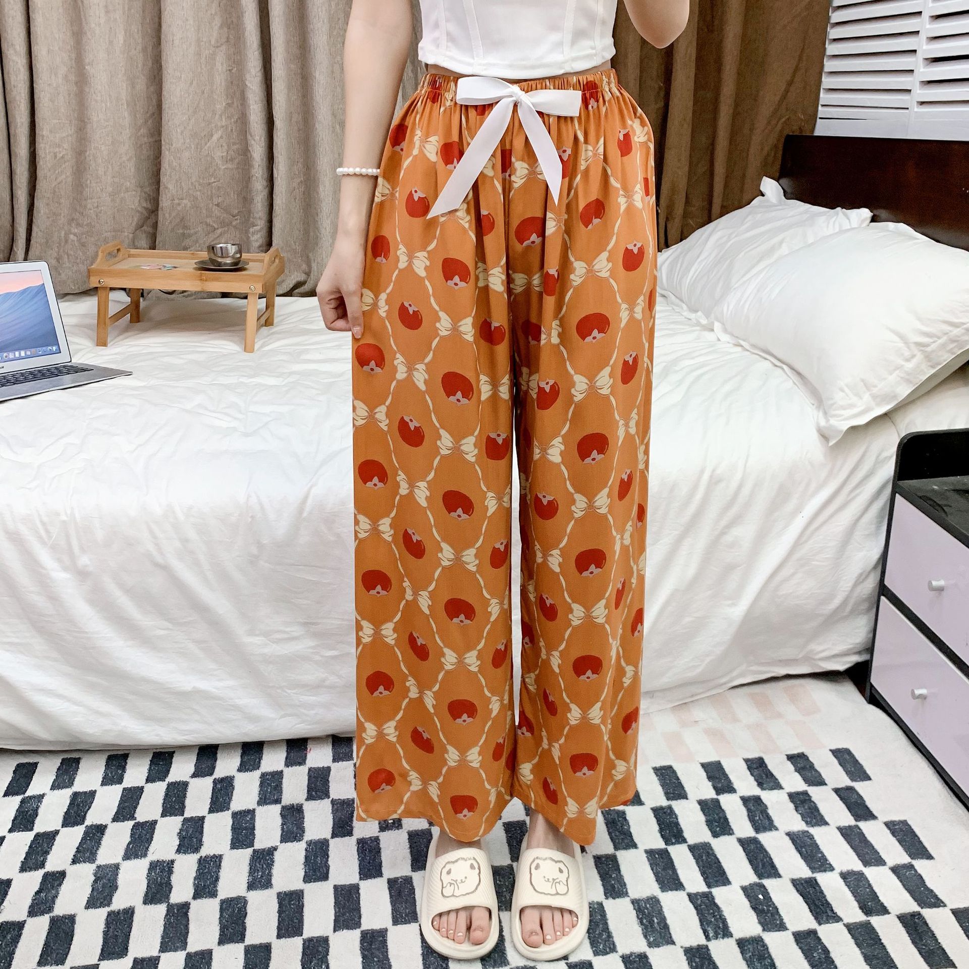 Picture of Cotton Silk Pajama Pants Women's Summer New Large Size Loose Pants Pregnant Women Can Wear Ram Cotton Thin Pants