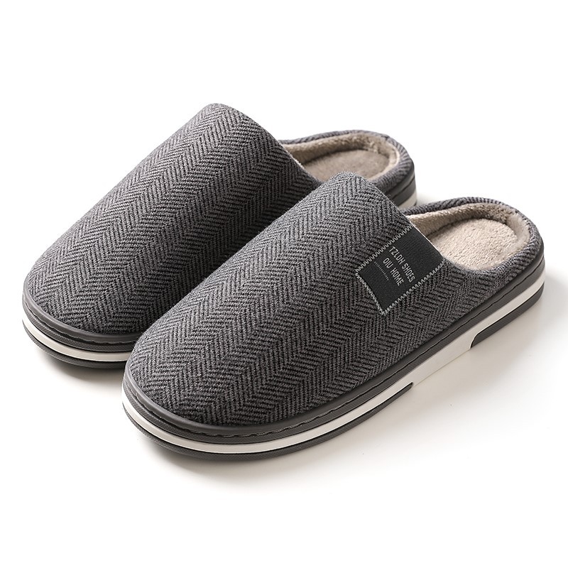 Picture of Home Cotton Slippers for Men, Autumn and Winter Thick-Soled Non-Slip Indoor Warm Plush Slippers for Women, Comfortable at Home