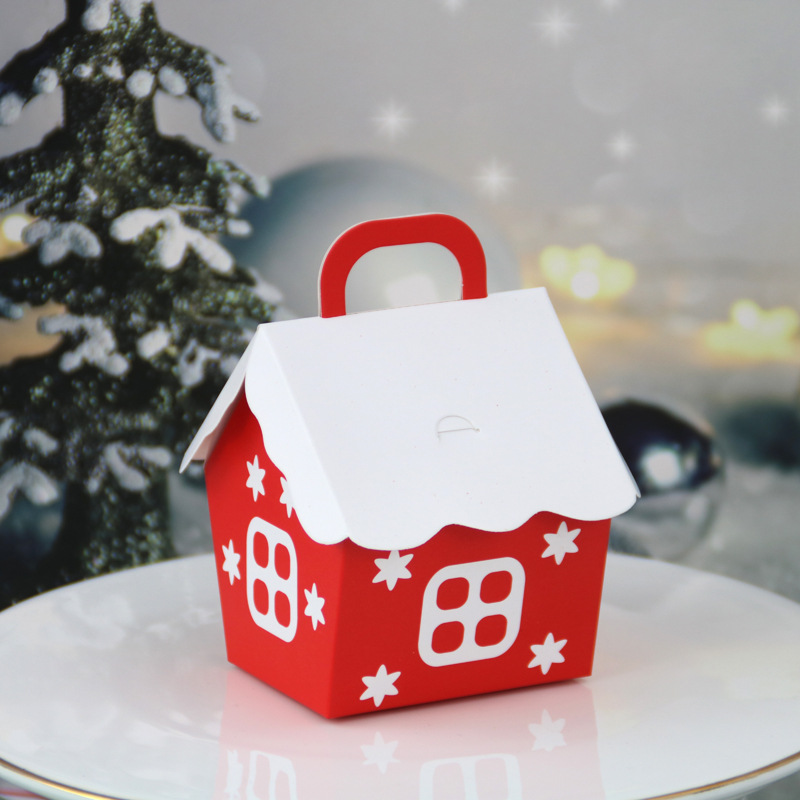European Holiday Souvenir Candy Box New Christmas House Candy Box Red Small House Wedding Candy Packaging Paper Box