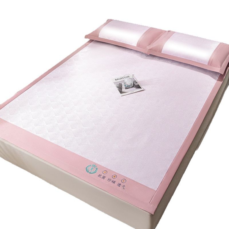 Picture of Class A antibacterial summer ice silk mat three-piece set machine washable folding summer air conditioning ice silk mat bed hat soft mat