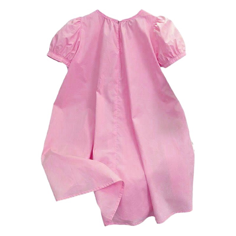 Girls' Fashionable Dress 2024 Summer New Style Korean Style Fashionable and Sweet Short-Sleeved Dress for Middle-Aged and Older Children