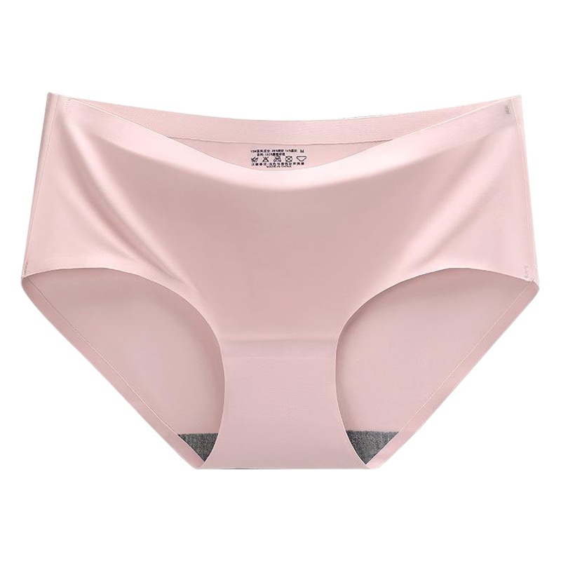 Explosions seamless one-piece ice silk panties ladies solid color breathable mid-waist cotton crotch girls' briefs manufacturers