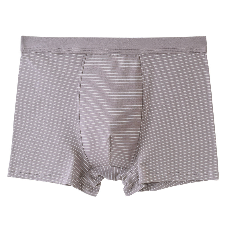 Picture of Cotton mid-high waist men's underwear loose plus size breathable men's boxer striped print cotton boxers