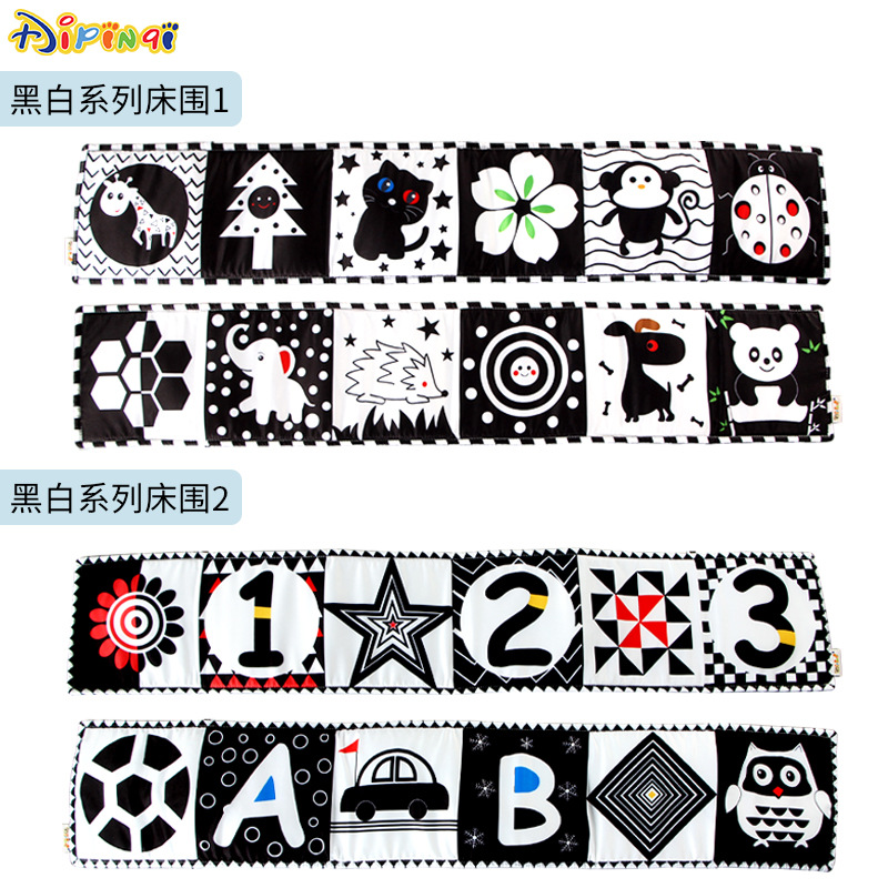 Picture of New listing black and white bed cloth book baby bed circumference baby tear can bite baby cloth book spot wholesale