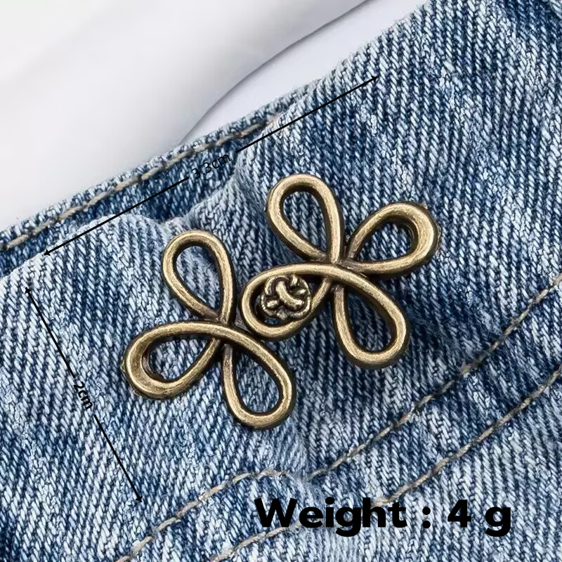 Picture of Chinese Knot Waist Buckle Pair Buckle Flat Bottom Removable Nail-free Seam-free Button Girl's Trouser Skirt Waist Size Change Artifact