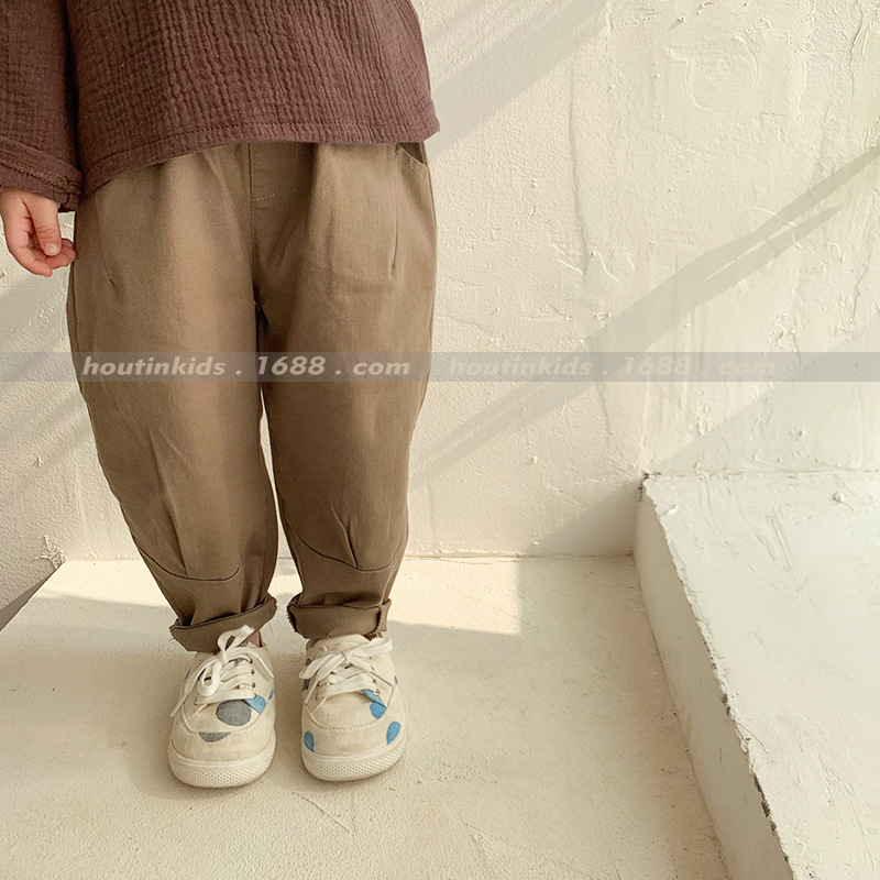 2024 Children's Wear Korean Style Ins Children's Spring and Autumn Trousers for Boys and Girls Fashionable Western Style Neutral Style Conical Washable Pants