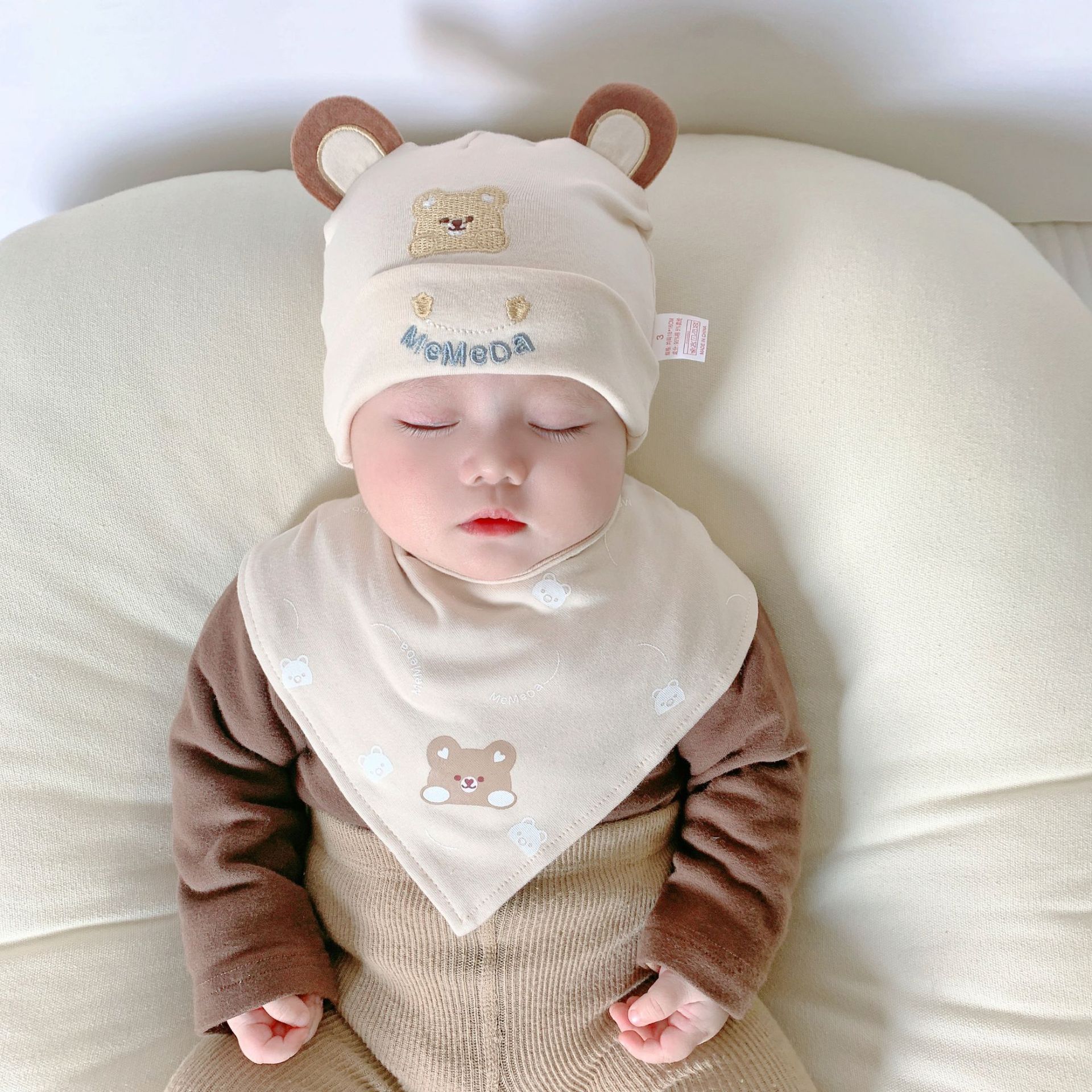 Picture of Katu Bear Infant Hat Spring & Fall 3-6-12 Months Male and Female Baby Pullover Hat Cotton 100-Day Sleeping Hat