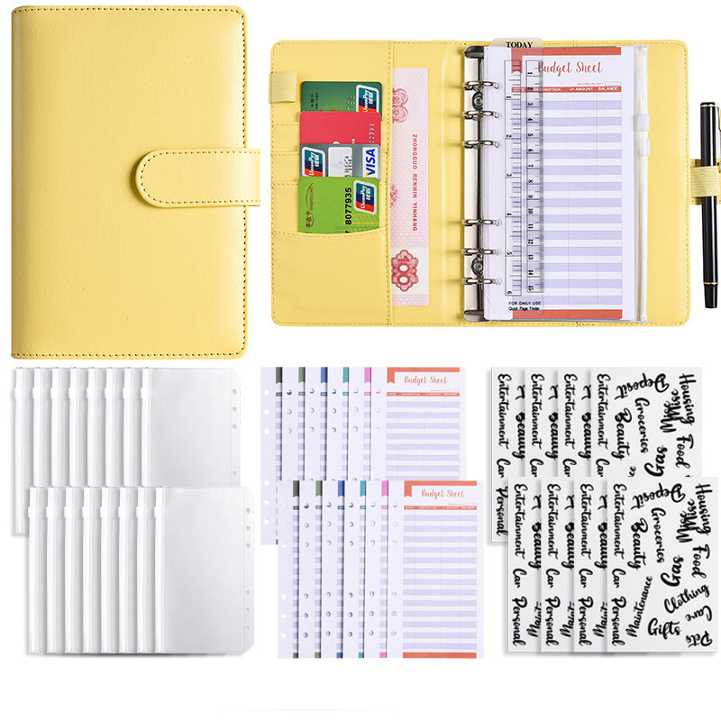 Picture of A6 Binder Cross-Border Creative Notebook Wholesale Zipper Bag Macaron Pu Leather Cash Budget Notebook