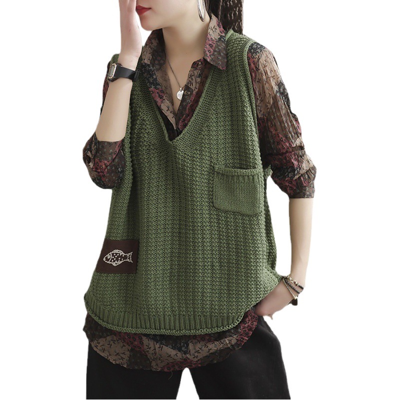 Women's Vest Knitted Vest Women's Spring Wear 2024 New Explosions Small Chanel Style Sweater with Western Style Short Vest