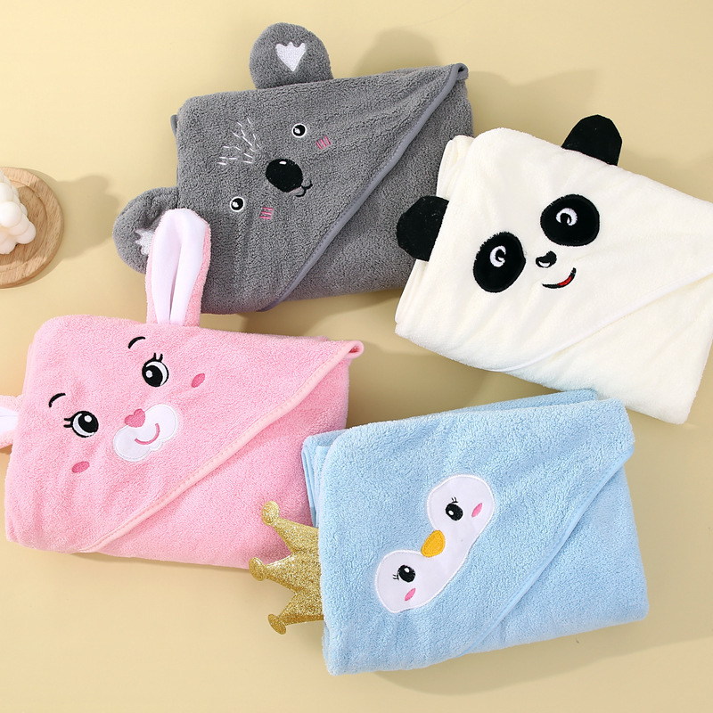 Picture of Coral fleece cartoon quilt children's hooded bath towel baby bag bath towel baby blanket soft absorbent bag single