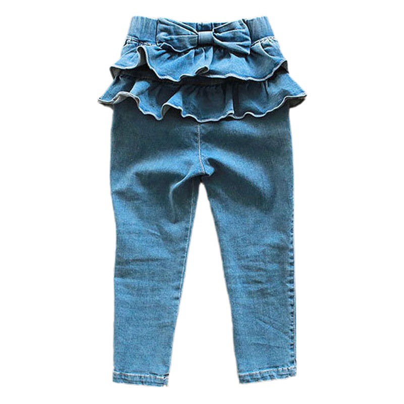 Children's jeans Autumn New ruffled trousers 3-10 years old baby girl cute outerwear pants cross-border delivery