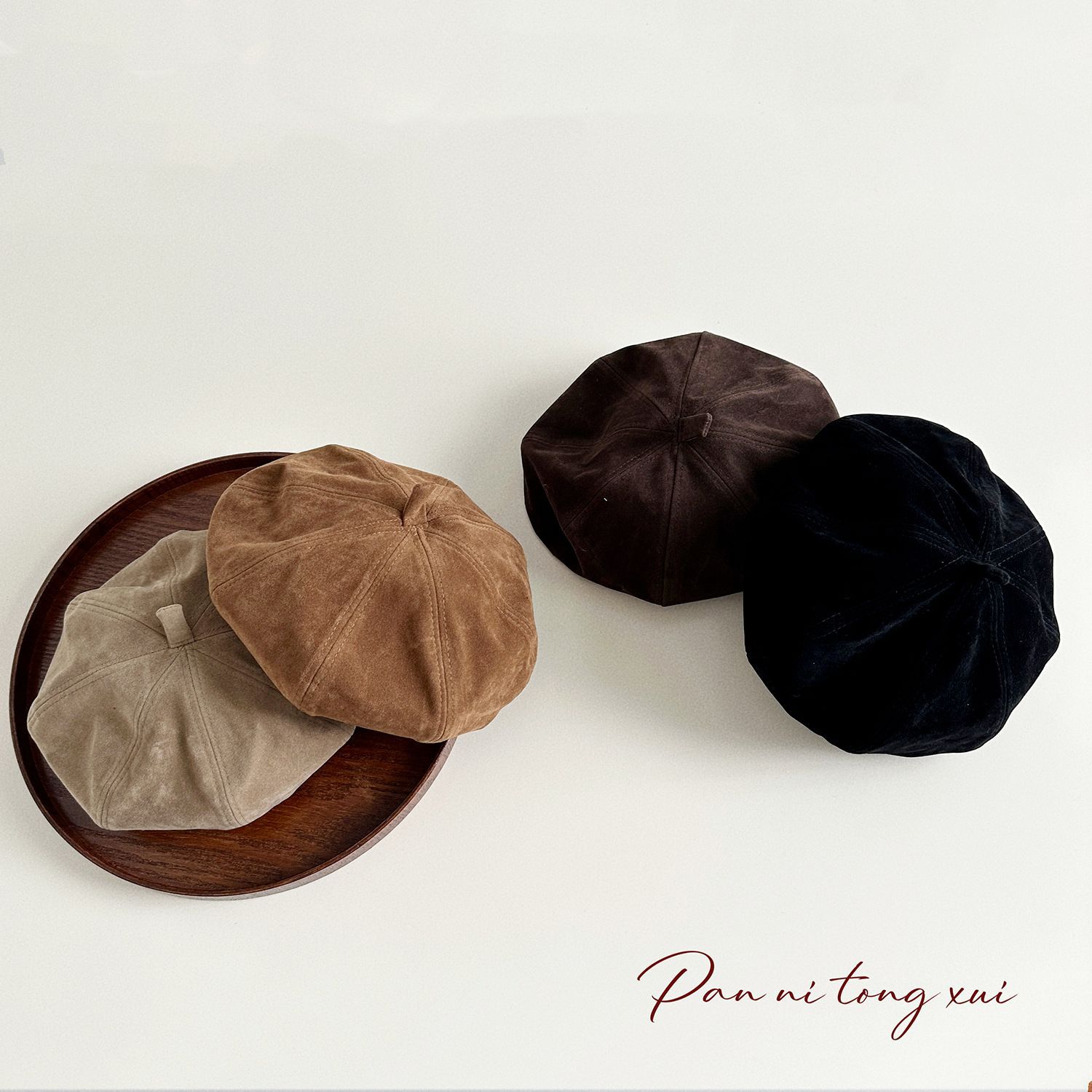Children's brown Beret Autumn and Winter Baby Warm Harajuku Style Pumpkin Cap Boys and Girls Japanese Baby Painter Hat