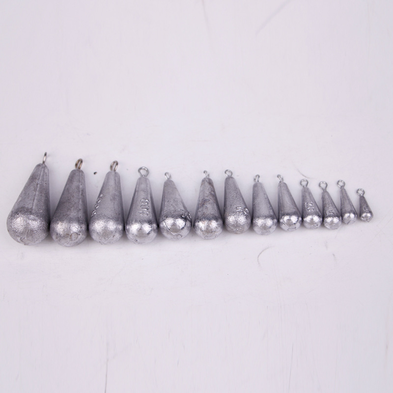 Picture of Fishing gear lead pendant water drop with ring lead pendant lead weight string hook foot gram lead pendant fishing lead pendant fishing gear accessories water drop lead pendant