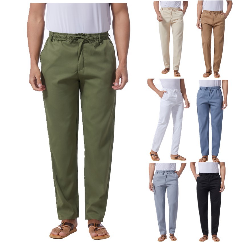Picture of 2022 summer casual pants men's loose straight overalls long pants men's thin work Business stretch pants men