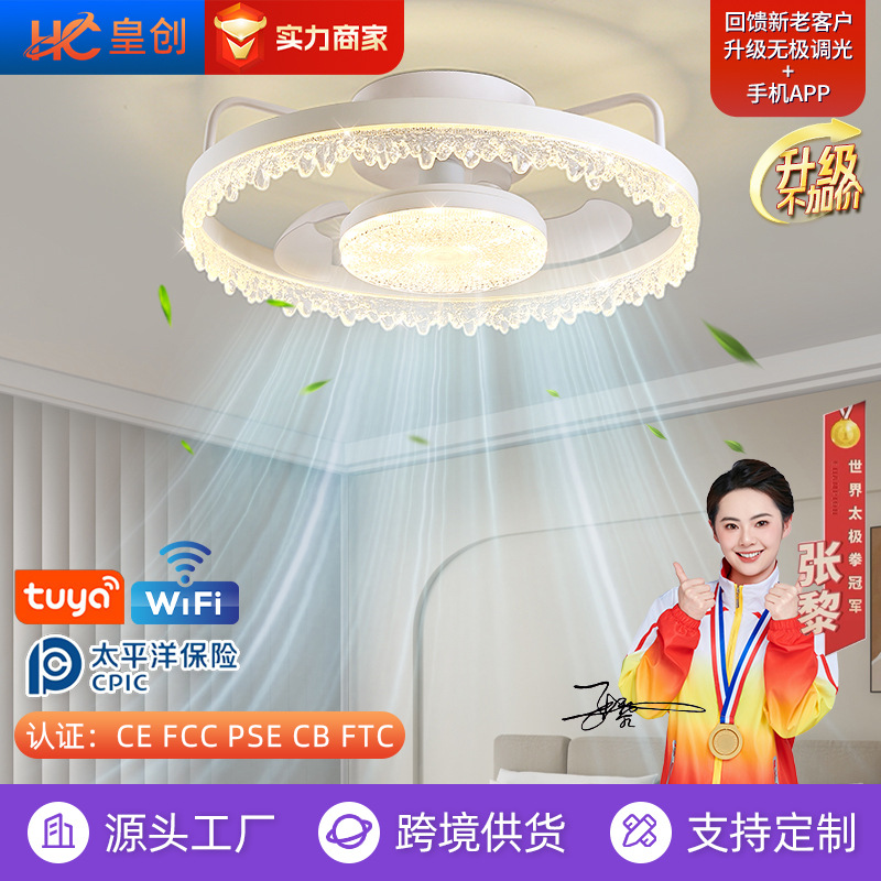 Modern Simple Bedroom Invisible Fan Lamp Study Restaurant Variable Frequency Ceiling Fan Lamp Eye Protection Full Spectrum Integrated Fan Lamp