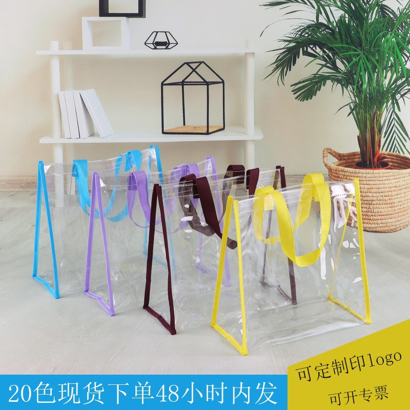 Fashion pvc bag ins small printable logo square wedding gift transparent handbag pvc high-end sense