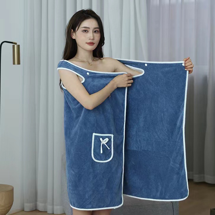Picture of Coral Velvet Bath Skirt Wholesale Than Pure Cotton Absorbent Thickeneded Bathrobe Adult Women's Bathrobe Home Bath Towel Type a