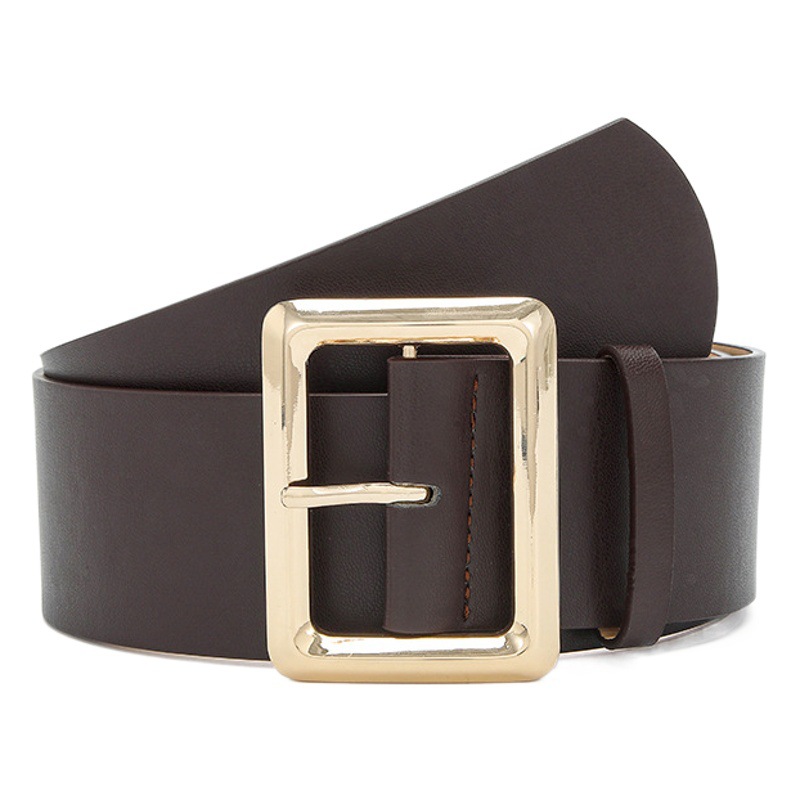 2024 new foreign trade hot sale retro big square buckle fashion ladies wide belt dress decorative belt women in stock