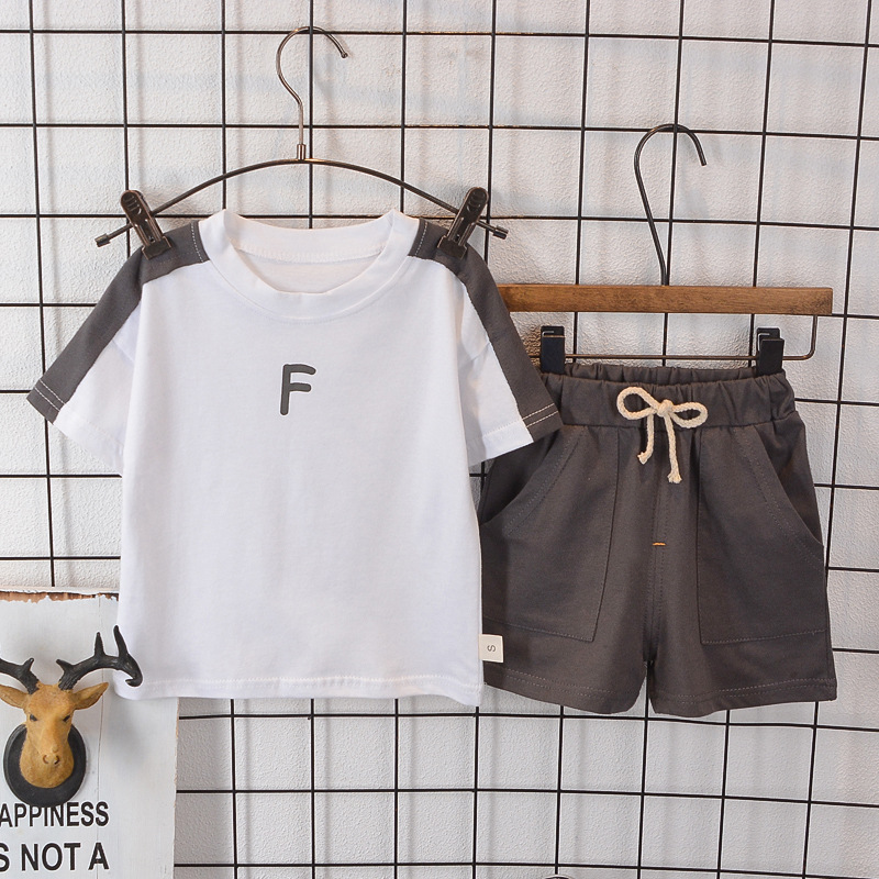 Picture of Boys' Summer Wear suit 2023 New Children's Korean-style Letter Short-sleeved Western-style Shorts Baby's Casual Children's Wear T-shirt