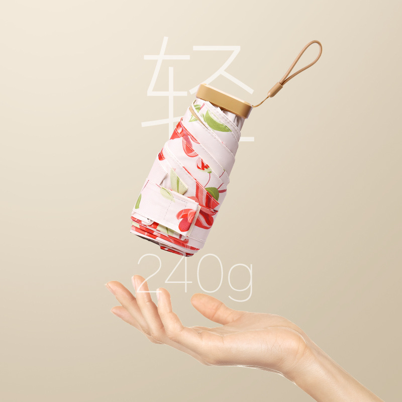 Picture of 14CM 60% Fold Mini Pocket Sun Umbrella Sunscreen Umbrella Women's Sunny and Rainy Umbrella Small Portable Custom