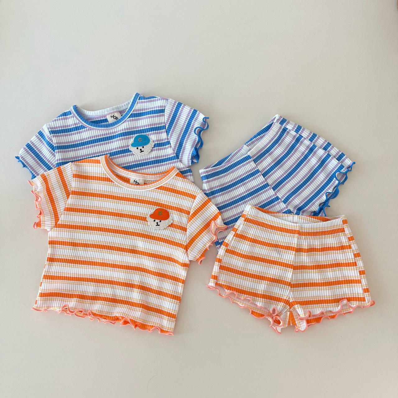 [Clearout] Summer Children's Striped Suit Girls Summer Clothes Infant Pure Cotton Two-Piece Set Baby Short Sleeves