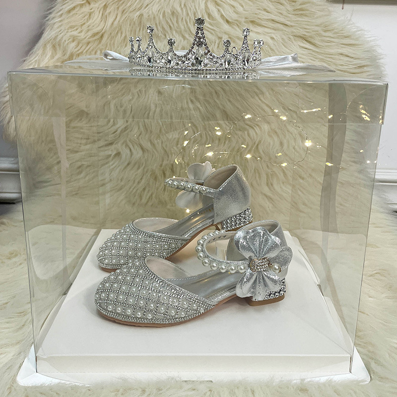 Girls Princess Crystal High Heels Dress Shoes Spring and Summer Children's Model Piano Performance Baotou Zhongda Children's Sandals