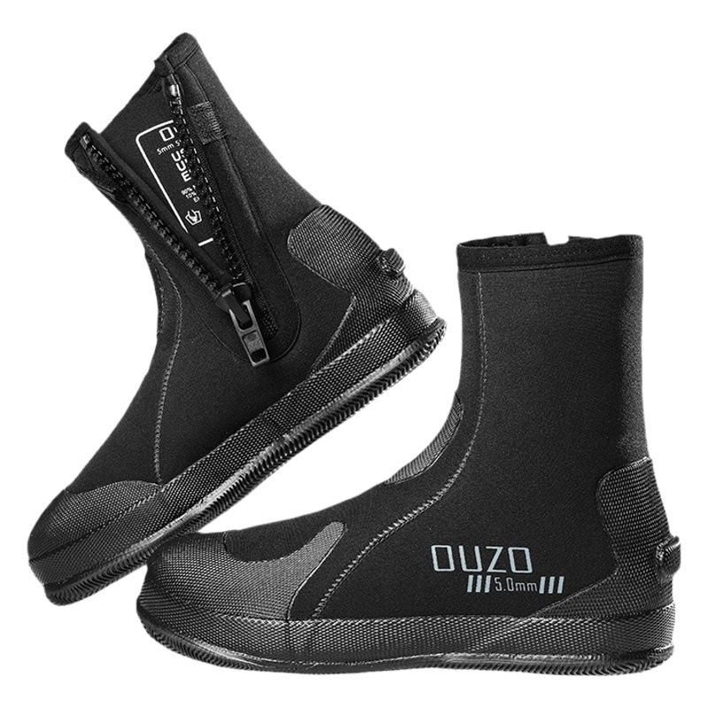 Picture of 5mm Diving Shoes OUZO Thickened Non-slip Wear-resistant Snorkeling Beach Surfing Vulcanized Shoes Tracing Shoes High-top Diving Boots