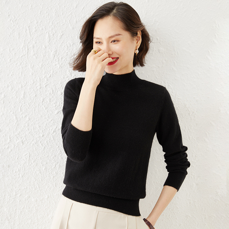 Picture of Bottoming Shirt Women's Knitted Sweater Women's Half-High Knitted Sweater Women's Cross-Border Knitwear Long-Sleeved Knitted Women's Bottoming Shirt Outer Wear