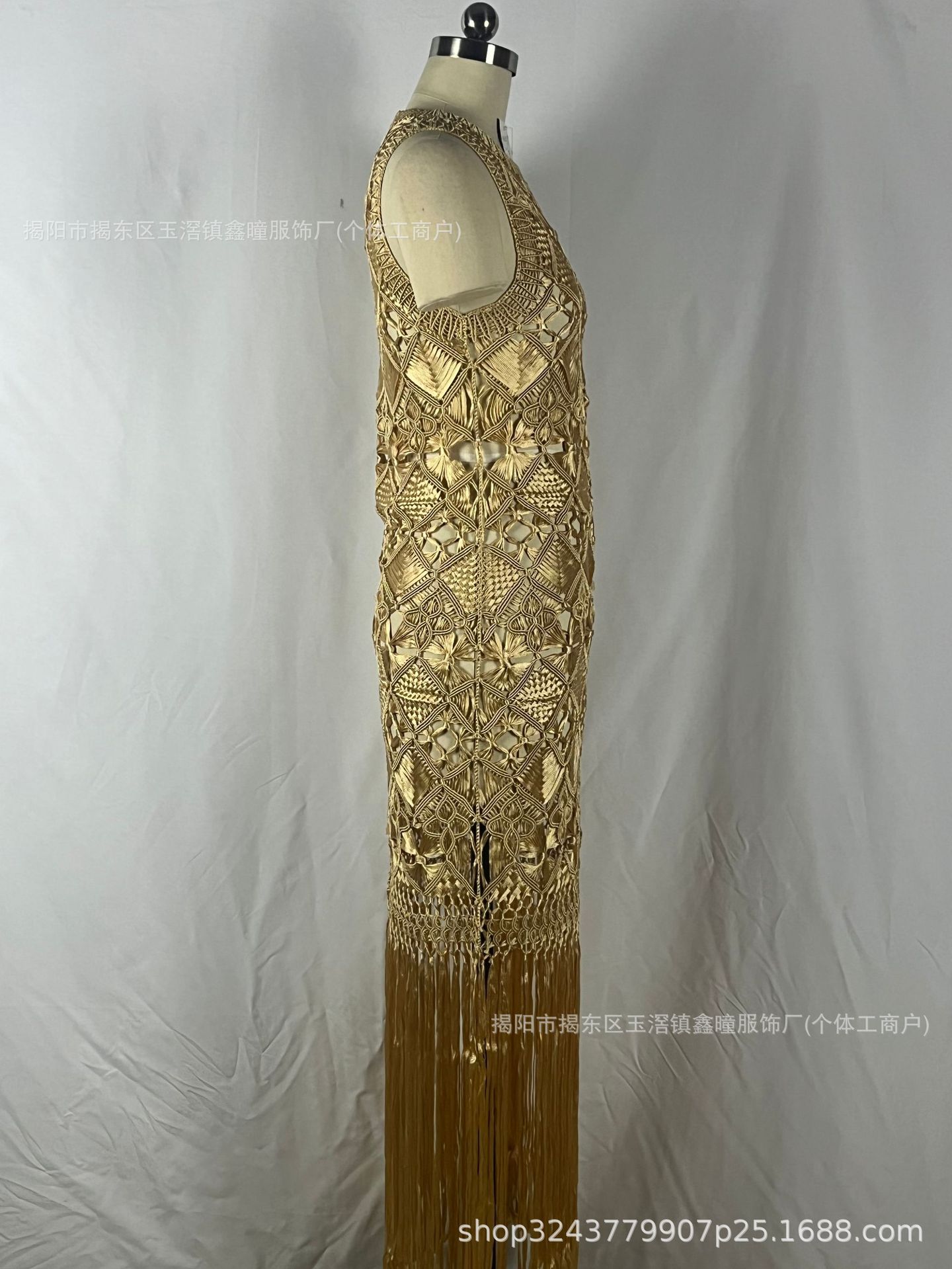 Picture of 43381/0 Intangible Cultural Heritage Tassel Dress Amazon's Popular Hand-Knitted Tassel Dress High-End Banquet Dress