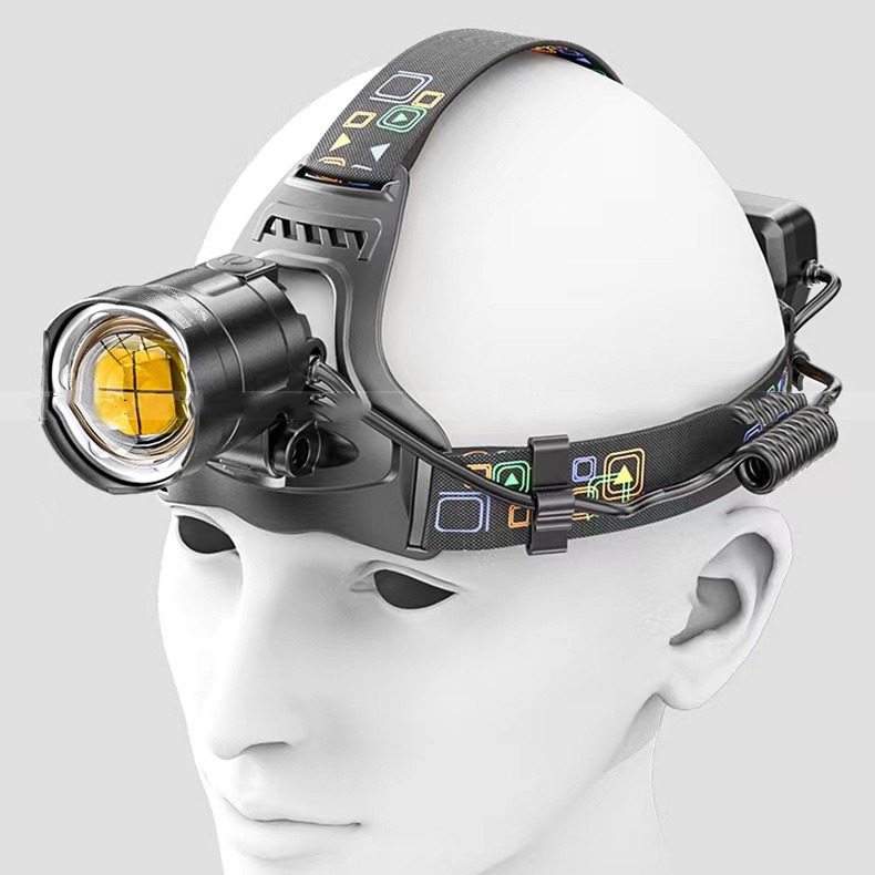 Super high-power light headlight can charge mobile phones. Outdoor hiking site headlight construction focusing P70 waterproof