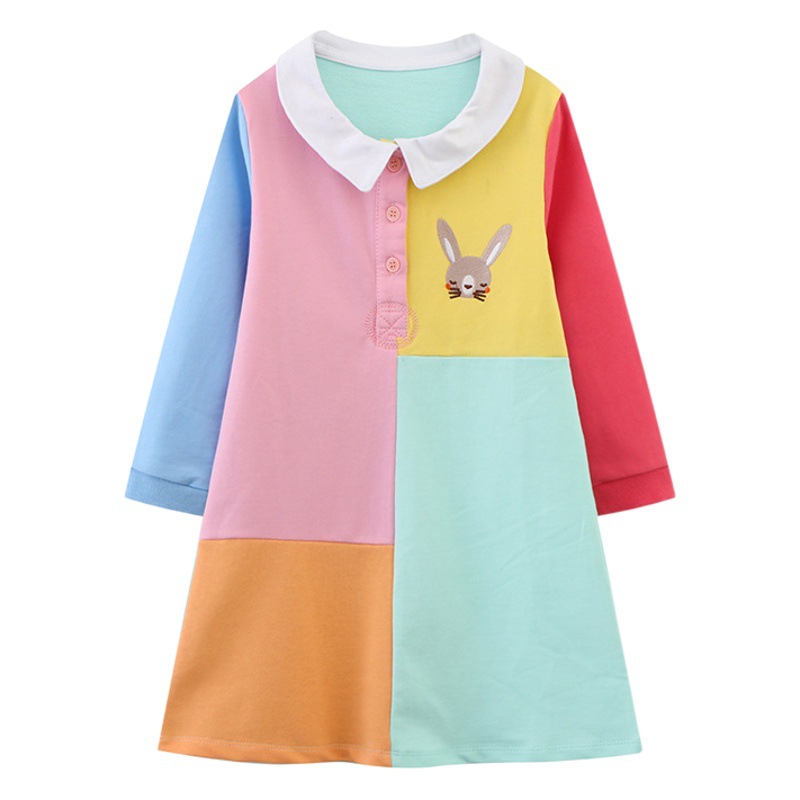 2025 Spring and Autumn Girls' Skirt Autumn European and American Baby Girl Children's Skirt Stitching Knitted Girls' dress
