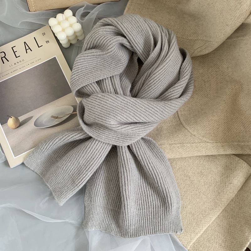 Picture of Korean Style Scarf 2024 Winter New Solid Color Internet Celebrity Female Couple Student All-match Knitted Thickened Warm Neck for Men