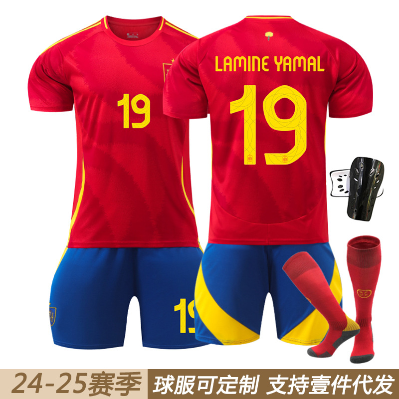 Euro 2024 Spain Home 17 Williams 16 Rodrie 19 Yamal Football Jersey suit Men's Jersey