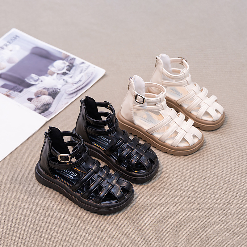 Children's Roman Sandals 2025 Summer New Korean Style Fashionable Soft Sole Anti-Slip Casual Baotou Sandals for Middle and Large Children
