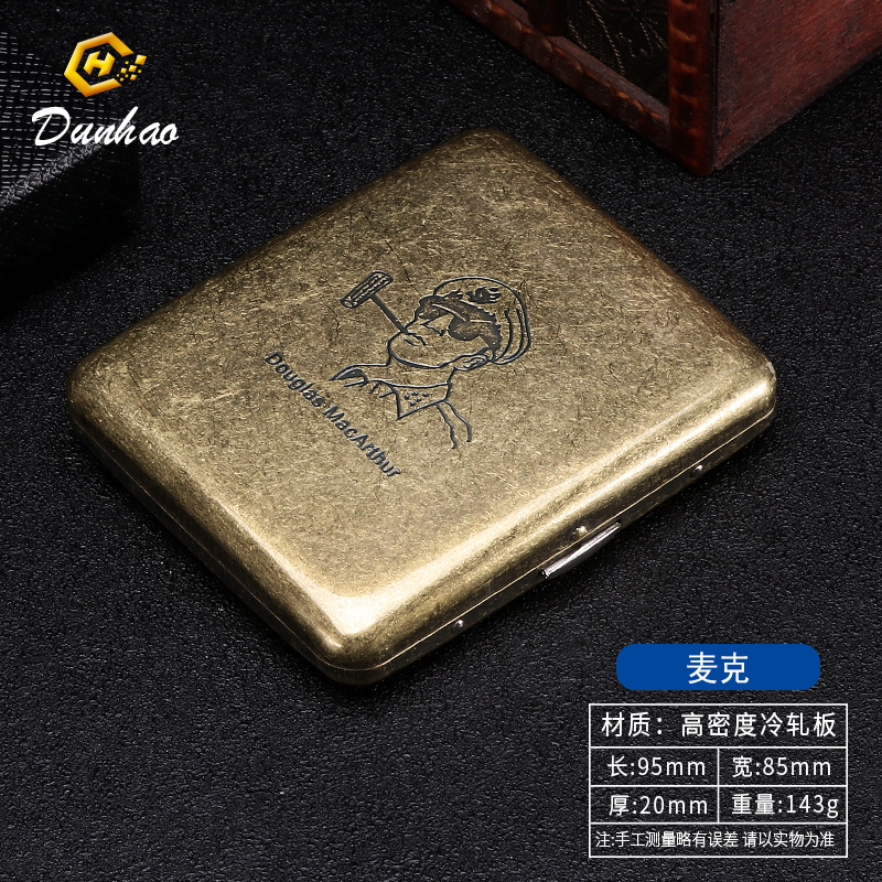 Picture of New Bronze Condensed Flower 20-Pack Metal Imitation Copper Cigarette Box Flip-Top Gift Box Carved and Engraved Pressure-Resistant and Dust-Proof Cigarette Box