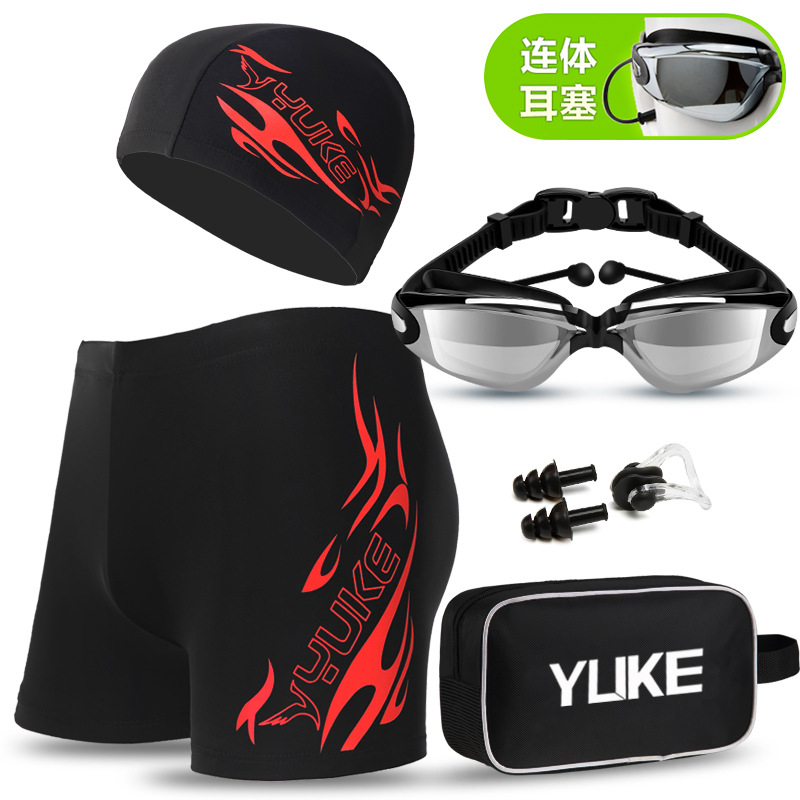 Picture of Swimming Trunks Men's Boxer Hot Spring Pants Large Size Loose Swimming Suit Men's Fashion Swimming Goggles Swimming Cap Set Equipment Swimsuit